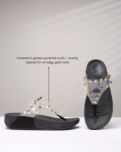 Suede Spike Slides