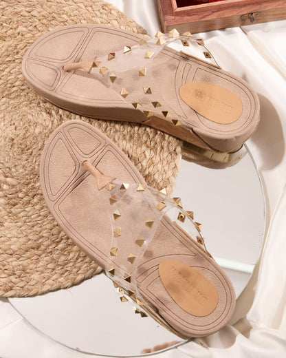 Suede Spike Slides