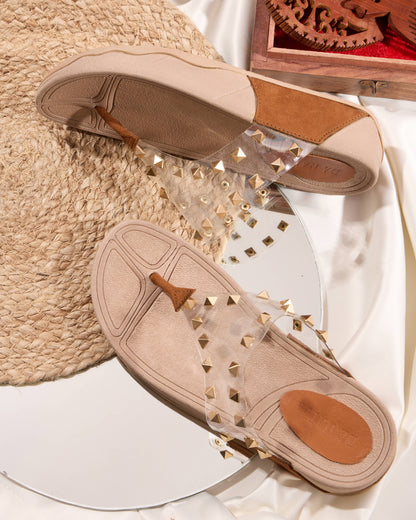 Suede Spike Slides