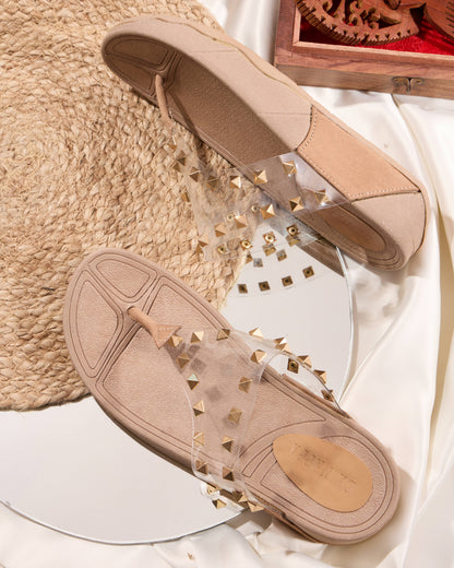 Suede Spike Slides